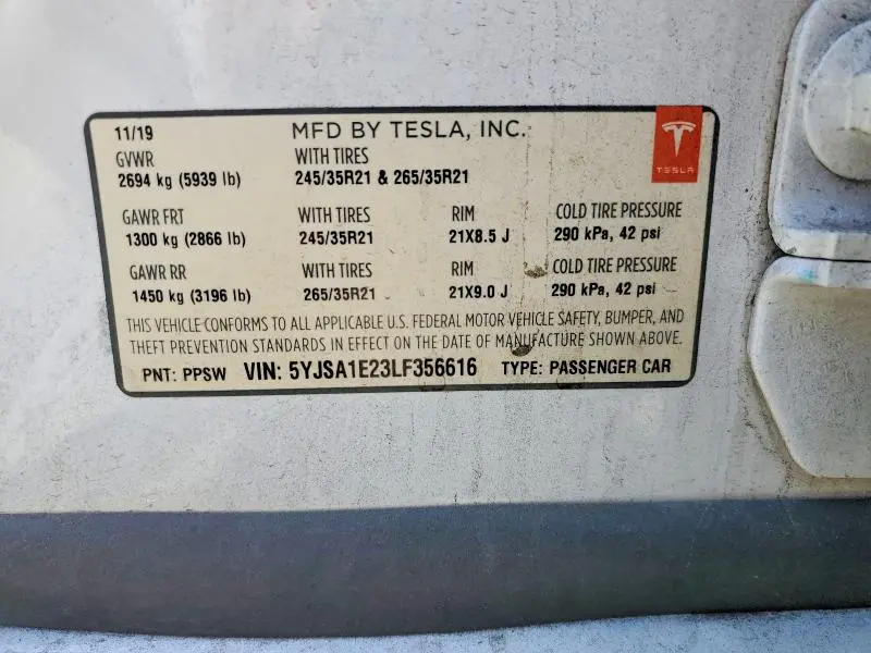 2020 TESLA MODEL S   