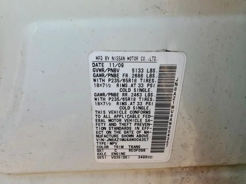 2010 NISSAN MURANO S  