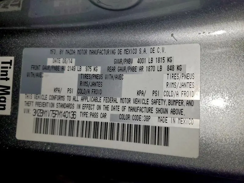 2015 MAZDA 3 TOURING  