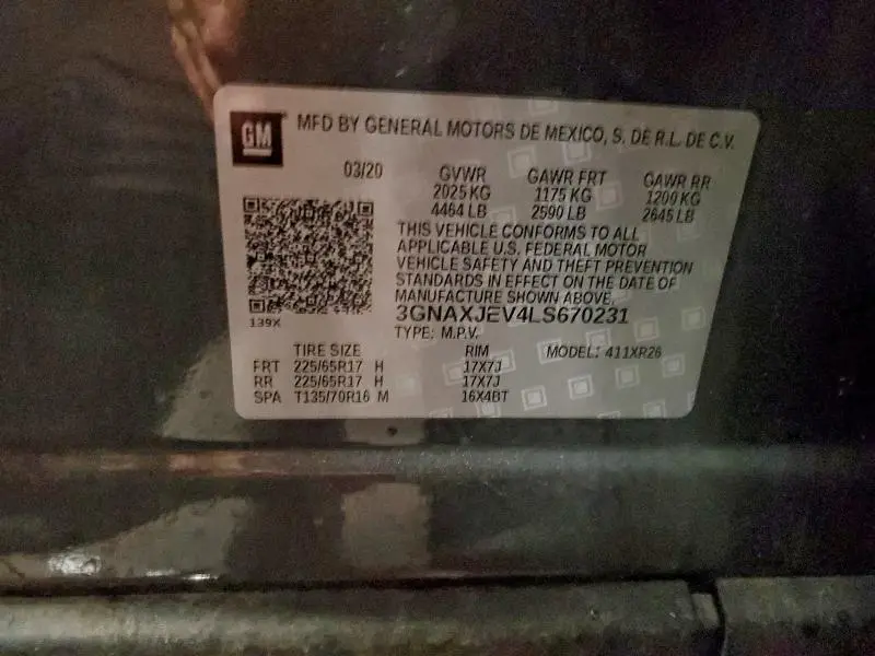 2020 CHEVROLET EQUINOX LT  