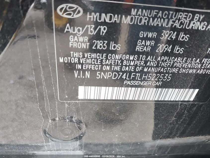 2020 HYUNDAI ELANTRA SE