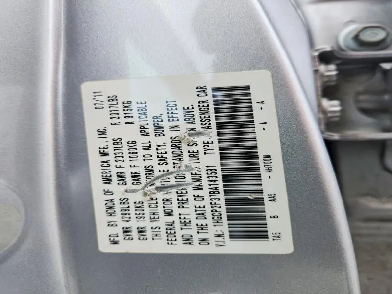 2011 HONDA ACCORD LX  