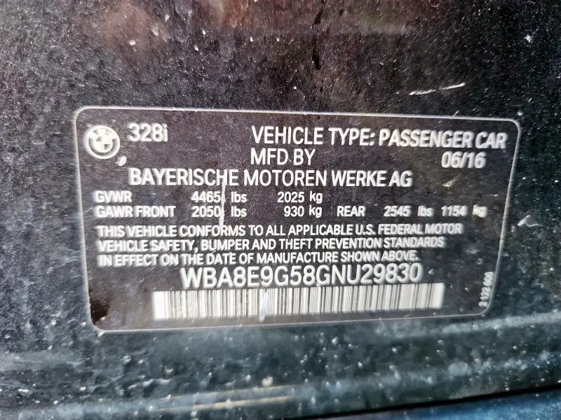 2016 BMW 328 I SULEV  