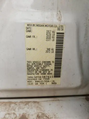 2016 NISSAN ALTIMA 2.5  