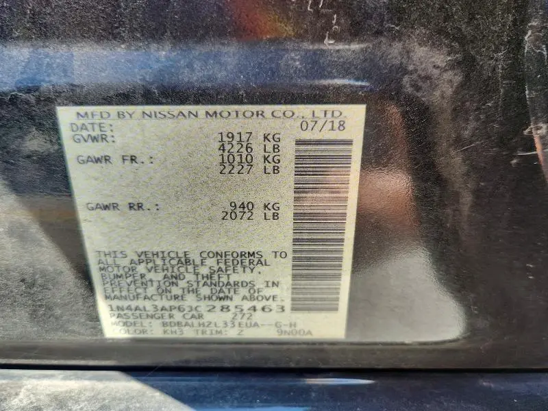 2018 NISSAN ALTIMA 2.5 SR  