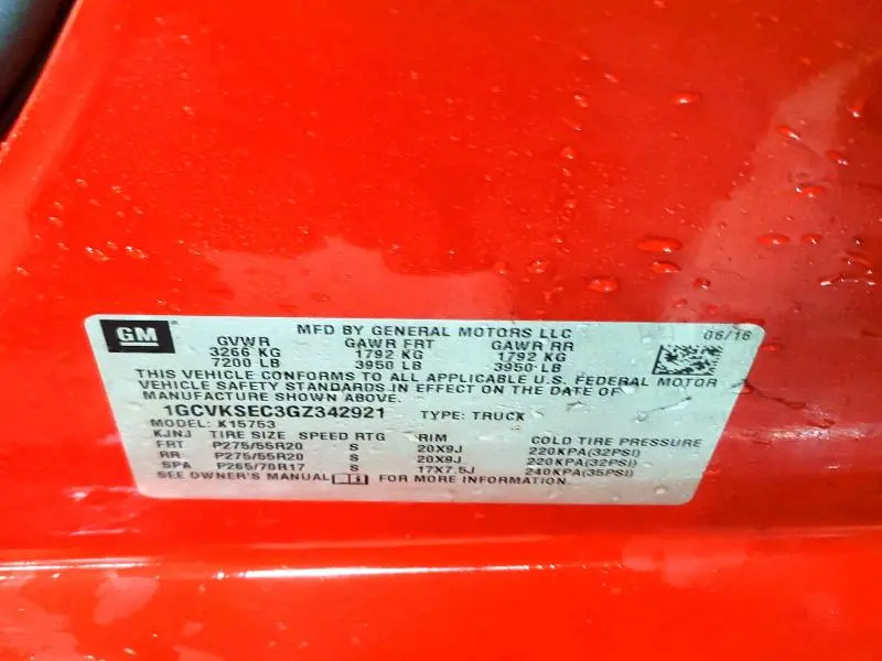 2016 CHEVROLET SILVERADO K1500 LTZ  