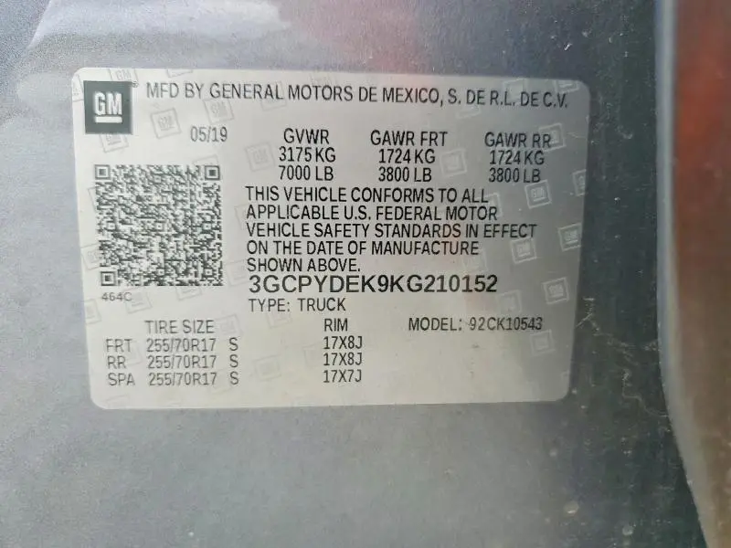 2019 CHEVROLET SILVERADO K1500 LT  