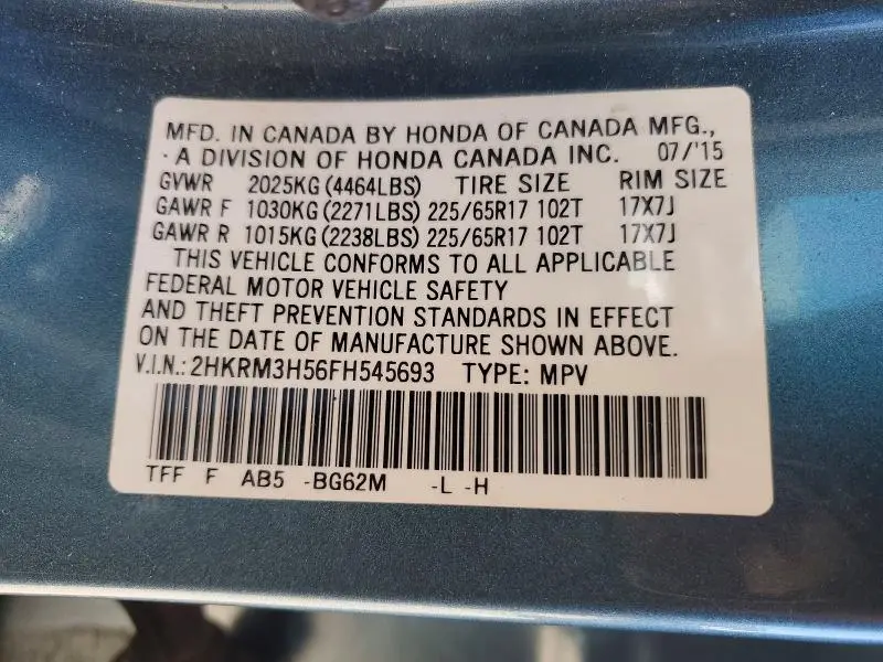 2015 HONDA CR-V EX  