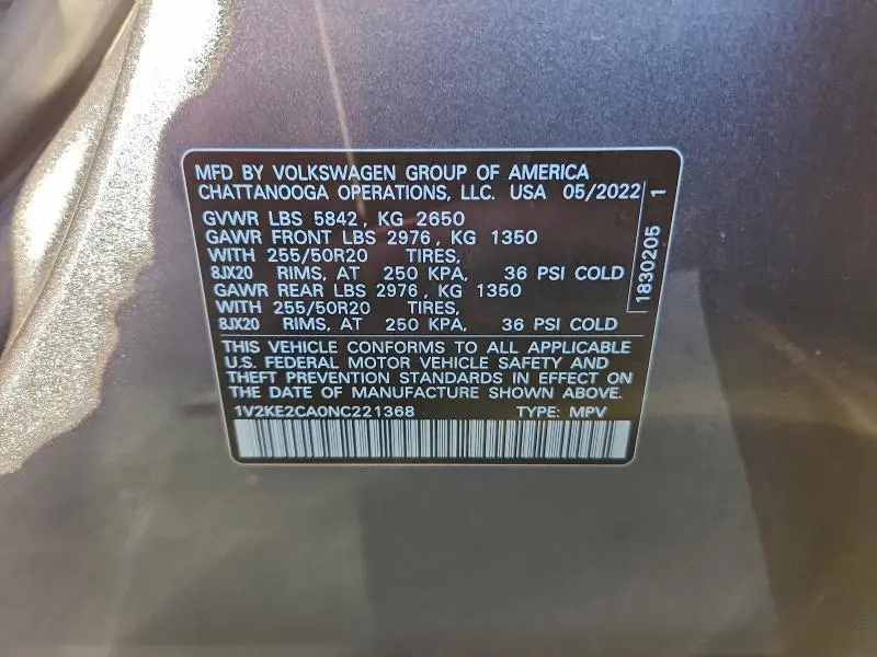 2022 VOLKSWAGEN ATLAS CROSS SPORT SE  