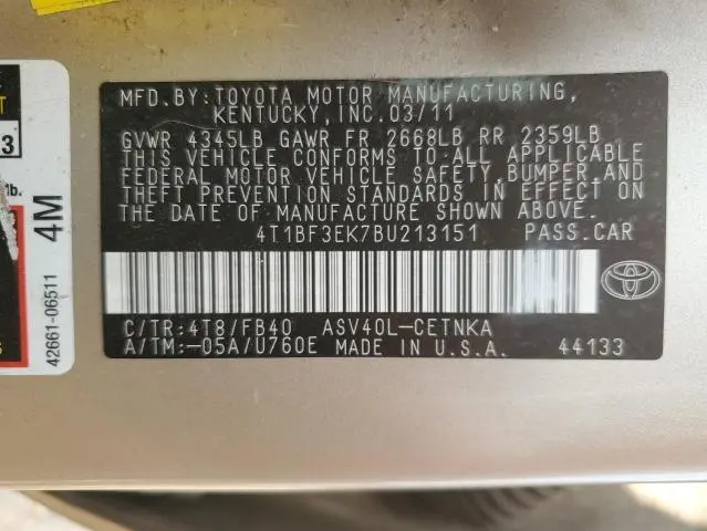 2011 TOYOTA CAMRY BASE  