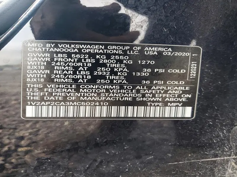 2021 VOLKSWAGEN ATLAS S  