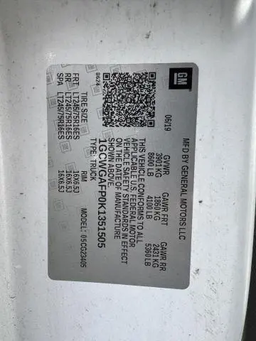 2019 CHEVROLET EXPRESS G2500   