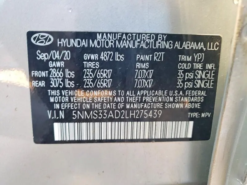 2020 HYUNDAI SANTA FE SEL  