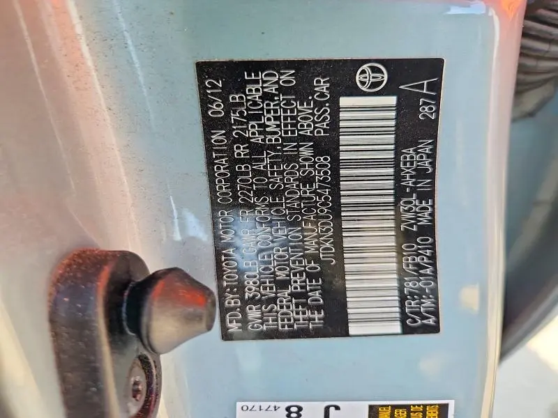 2012 TOYOTA PRIUS TWO  