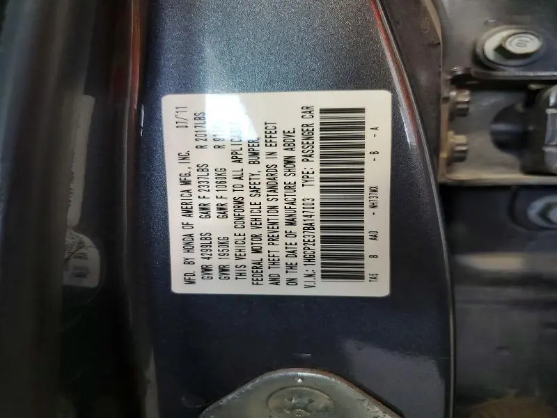 2011 HONDA ACCORD LX  