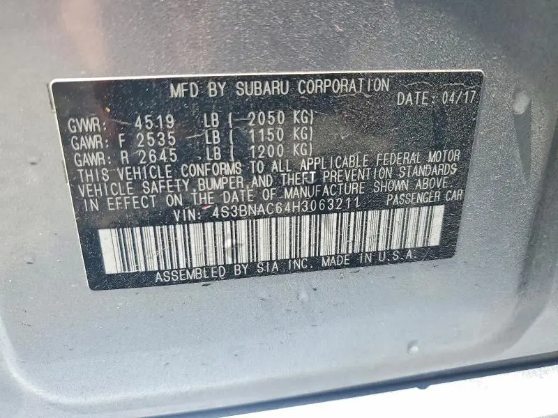 2017 SUBARU LEGACY 2.5I PREMIUM  