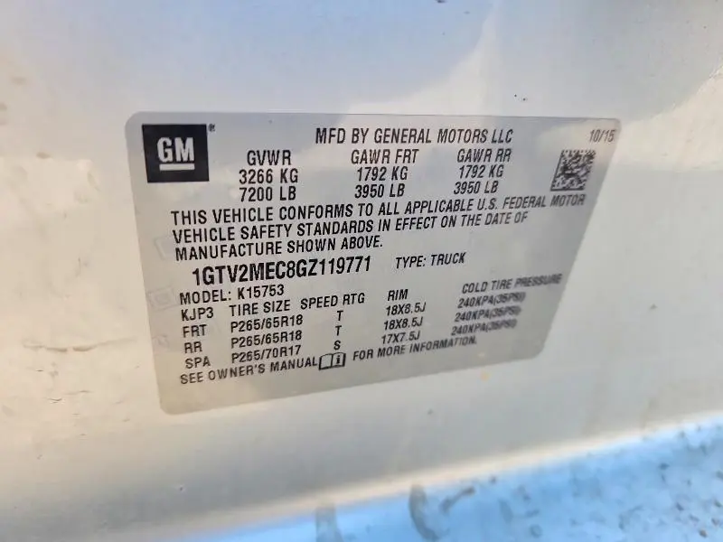 2016 GMC SIERRA K1500 SLE  