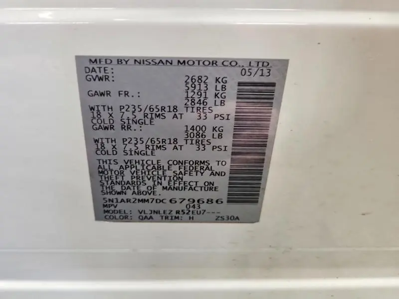 2013 NISSAN PATHFINDER S  