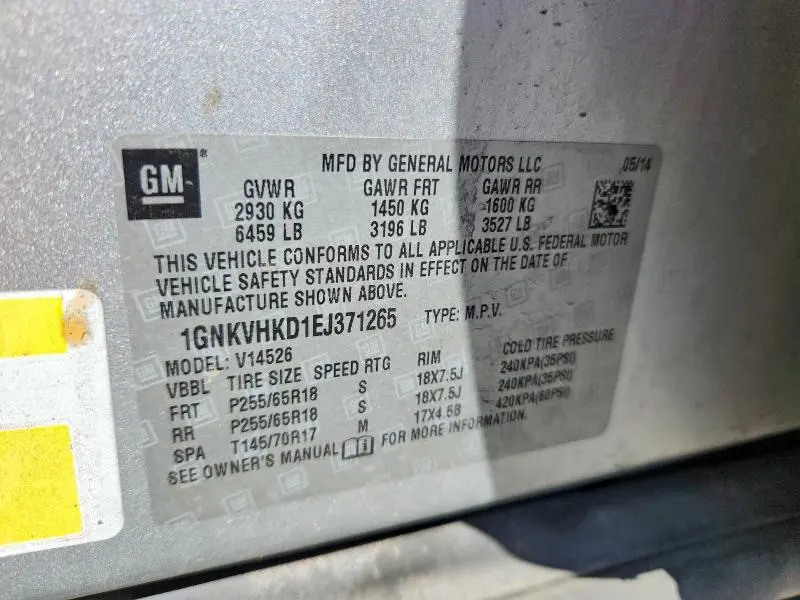 2014 CHEVROLET TRAVERSE LT  