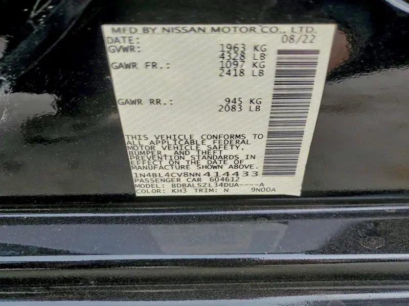 2022 NISSAN ALTIMA SR  