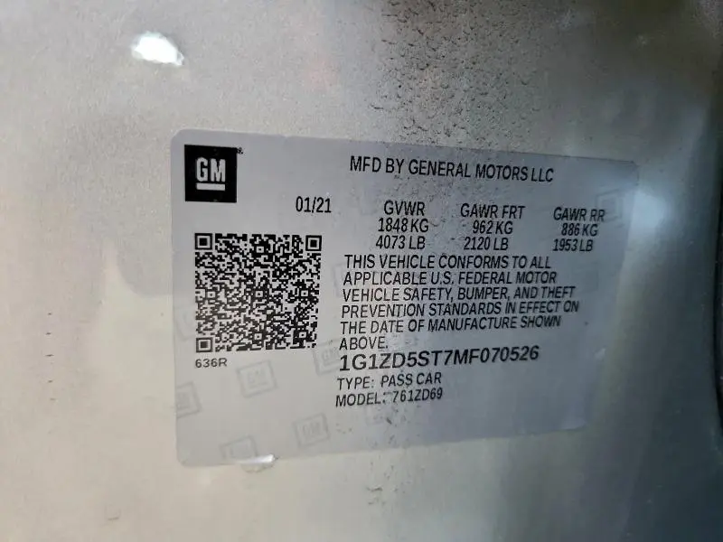 2021 CHEVROLET MALIBU LT  