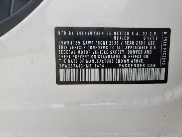 2017 VOLKSWAGEN JETTA S  