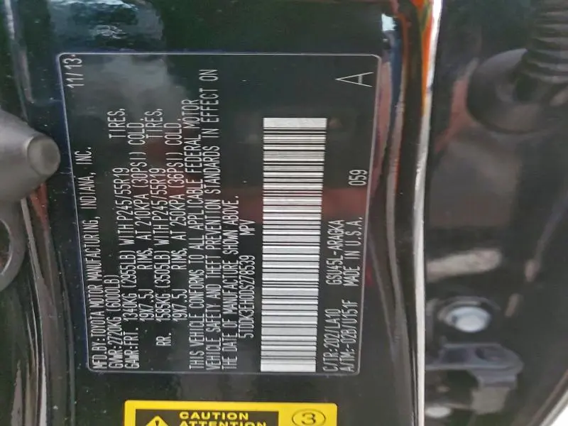 2013 TOYOTA HIGHLANDER LIMITED  