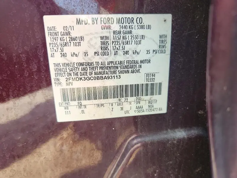 2011 FORD EDGE SE  