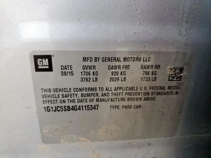 2016 CHEVROLET SONIC LT  