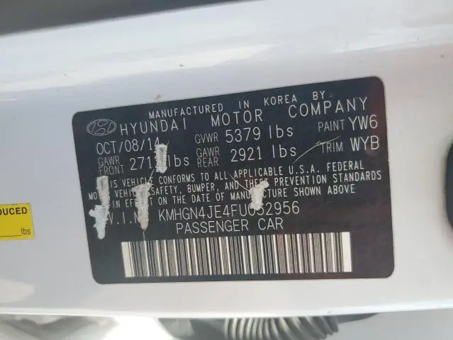 2015 HYUNDAI GENESIS 3.8L  