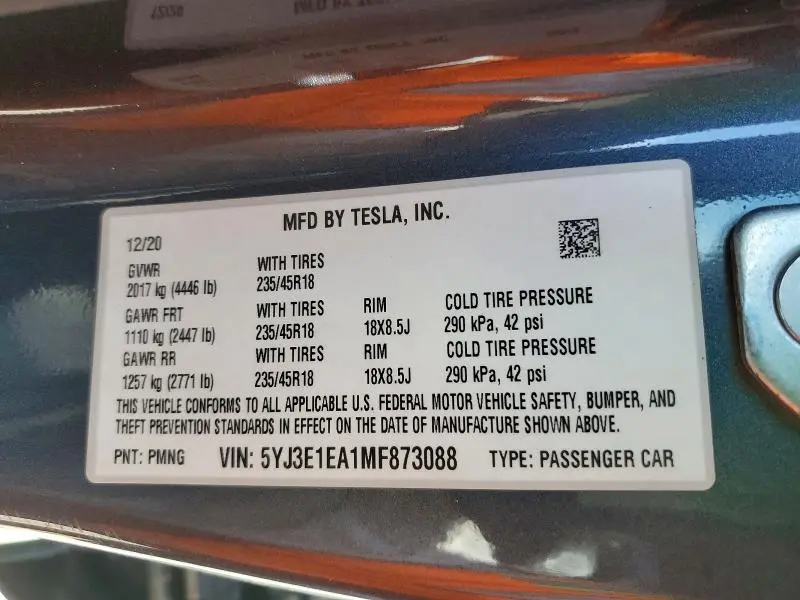 2021 TESLA MODEL 3   
