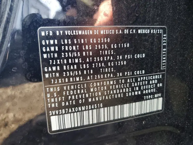 2022 VOLKSWAGEN TIGUAN SE  