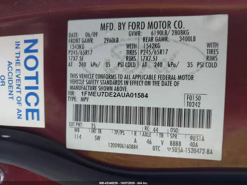 2010 FORD EXPLORER XLT