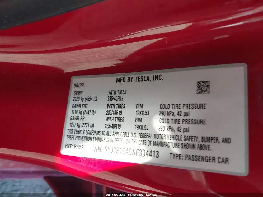 2022 TESLA MODEL 3 REAR-WHEEL DRIVE