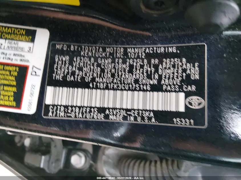 2012 TOYOTA CAMRY SE