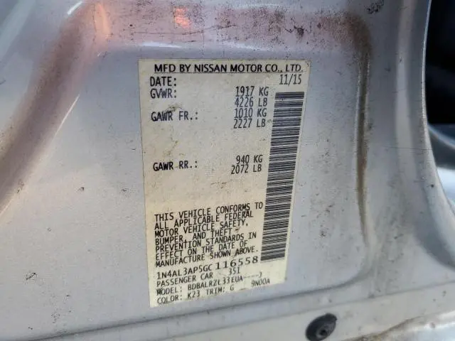 2016 NISSAN ALTIMA 2.5  