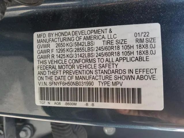 2022 HONDA PILOT EXL  