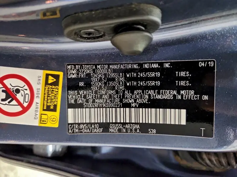 2019 TOYOTA HIGHLANDER LIMITED  