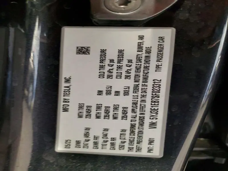 2025 TESLA MODEL 3   