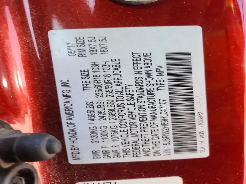 2017 HONDA CR-V EXL  