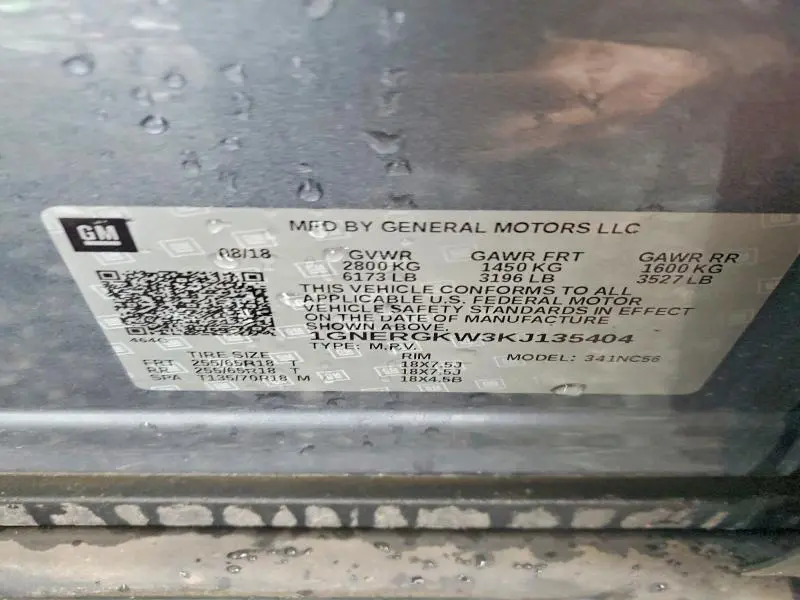 2019 CHEVROLET TRAVERSE LT  