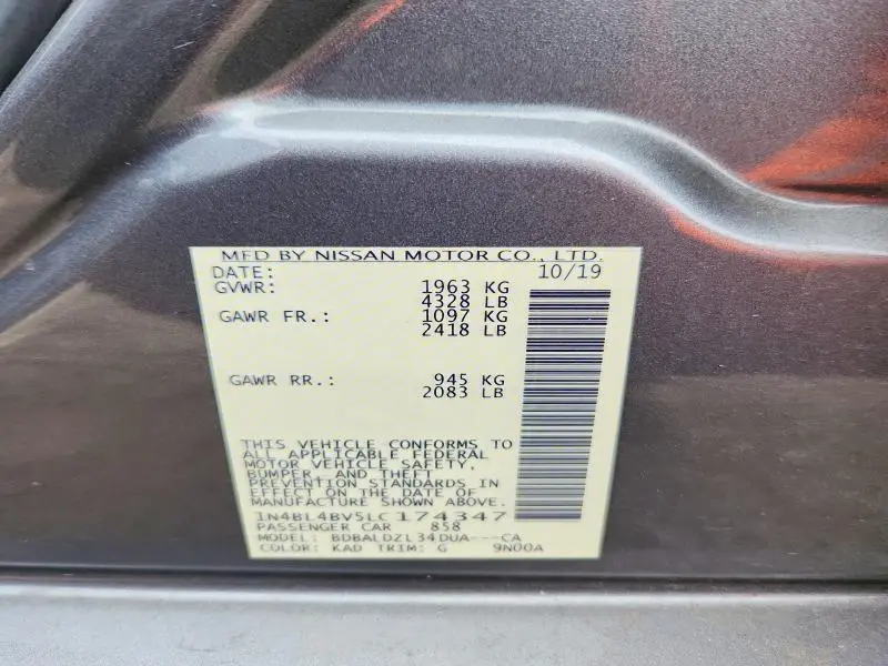 2020 NISSAN ALTIMA S  