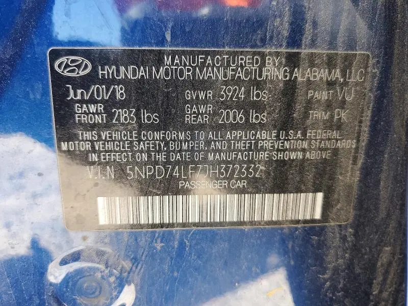 2018 HYUNDAI ELANTRA SE  