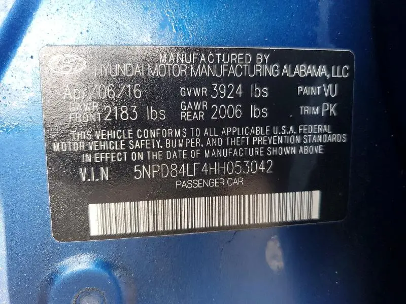 2017 HYUNDAI ELANTRA LIMITED  