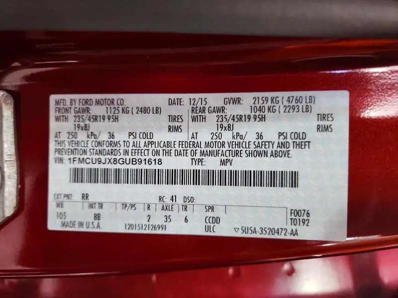 2016 FORD ESCAPE TITANIUM  