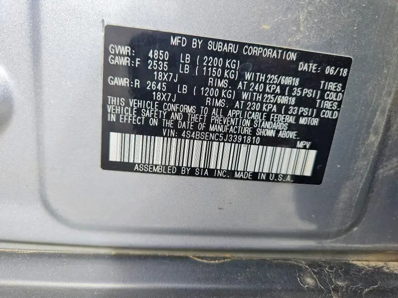 2018 SUBARU OUTBACK 3.6R LIMITED  