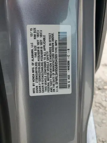 2016 HONDA ODYSSEY TOURING  