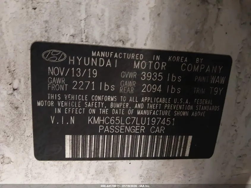 2020 HYUNDAI IONIQ HYBRID BLUE