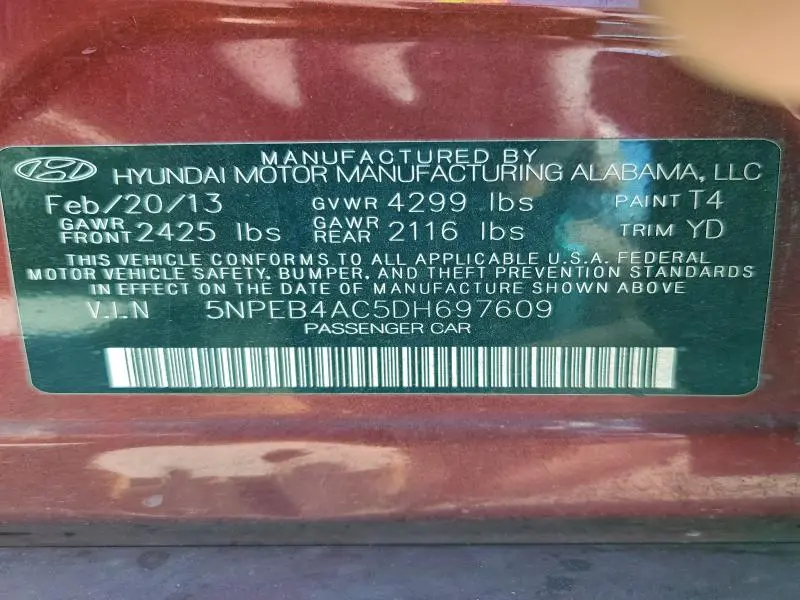 2013 HYUNDAI SONATA GLS  