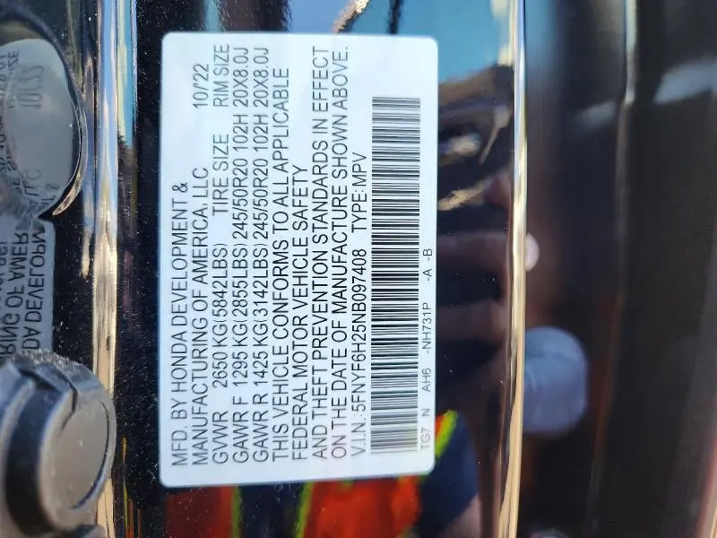 2022 HONDA PILOT SE  